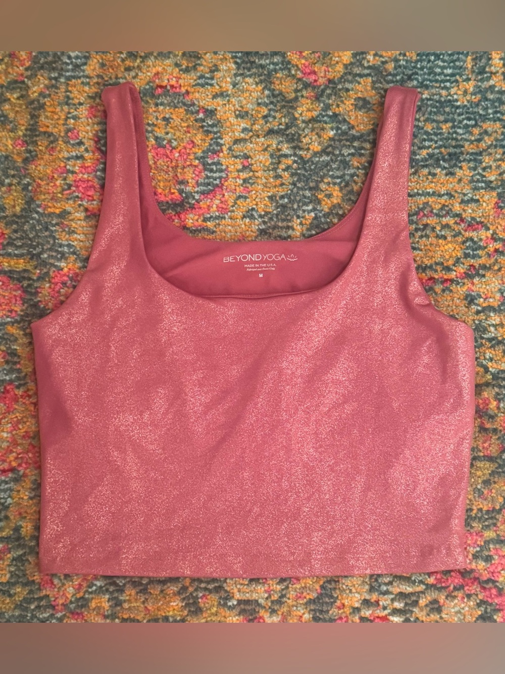 Beyond Yoga Keep It Simple Alloy Crop Tank | Pink with Gold Speckles Size Medium